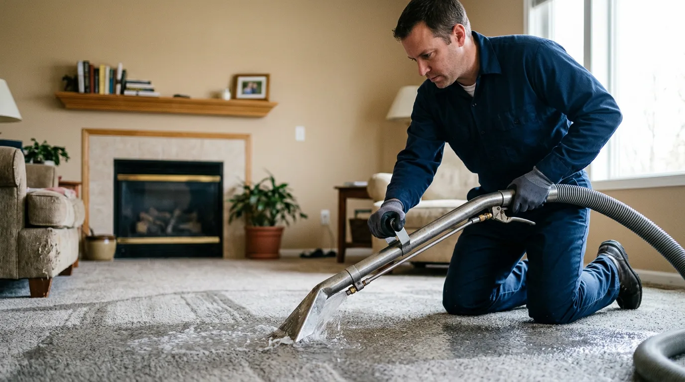 Water damage restoration technician working near Mansfield, LA